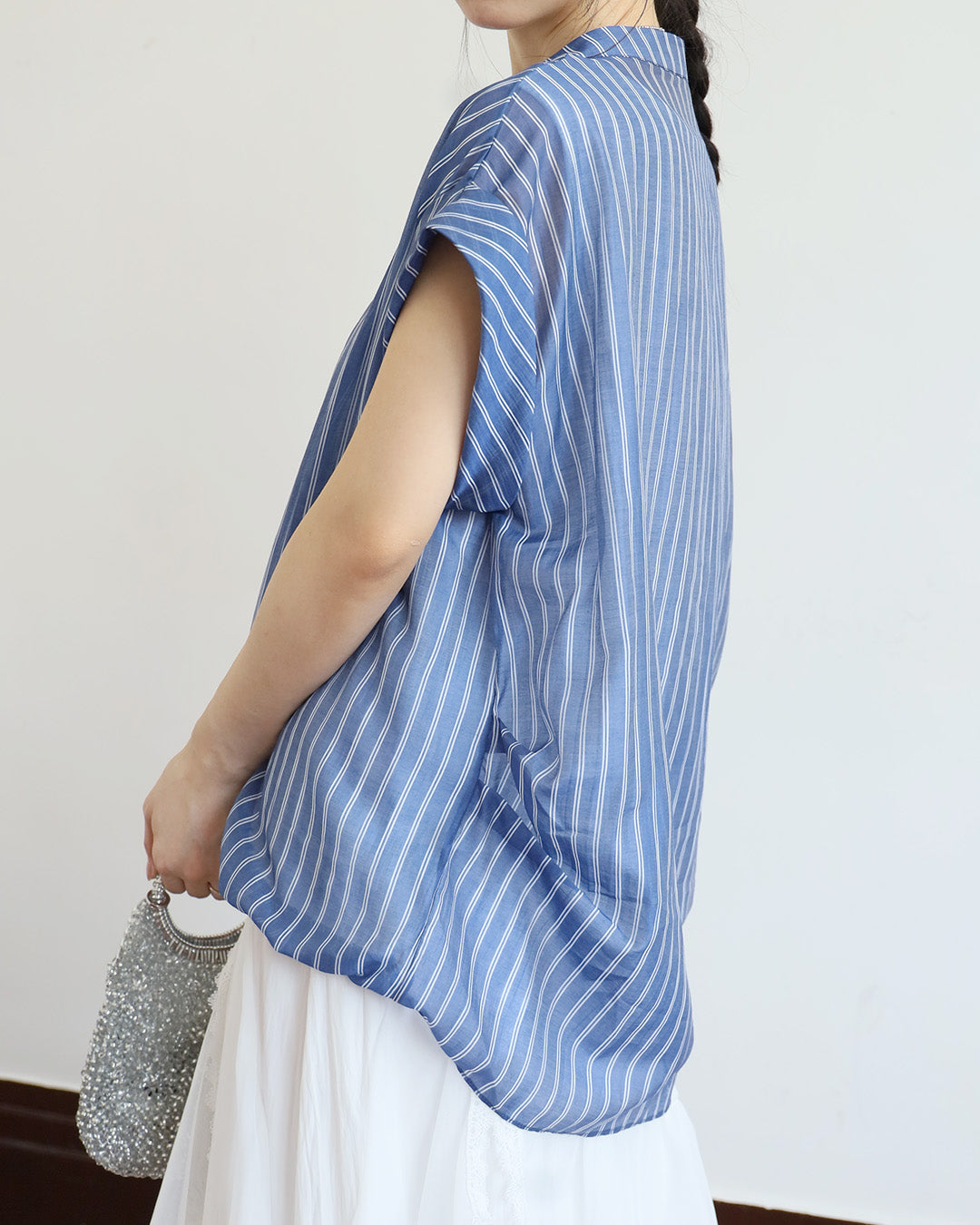 2 in 1 Pinstripe Mock-Tuck Top