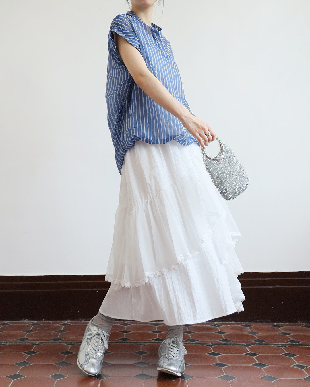 Lace Trim Ruffle Layer Skirt (2 Colors)