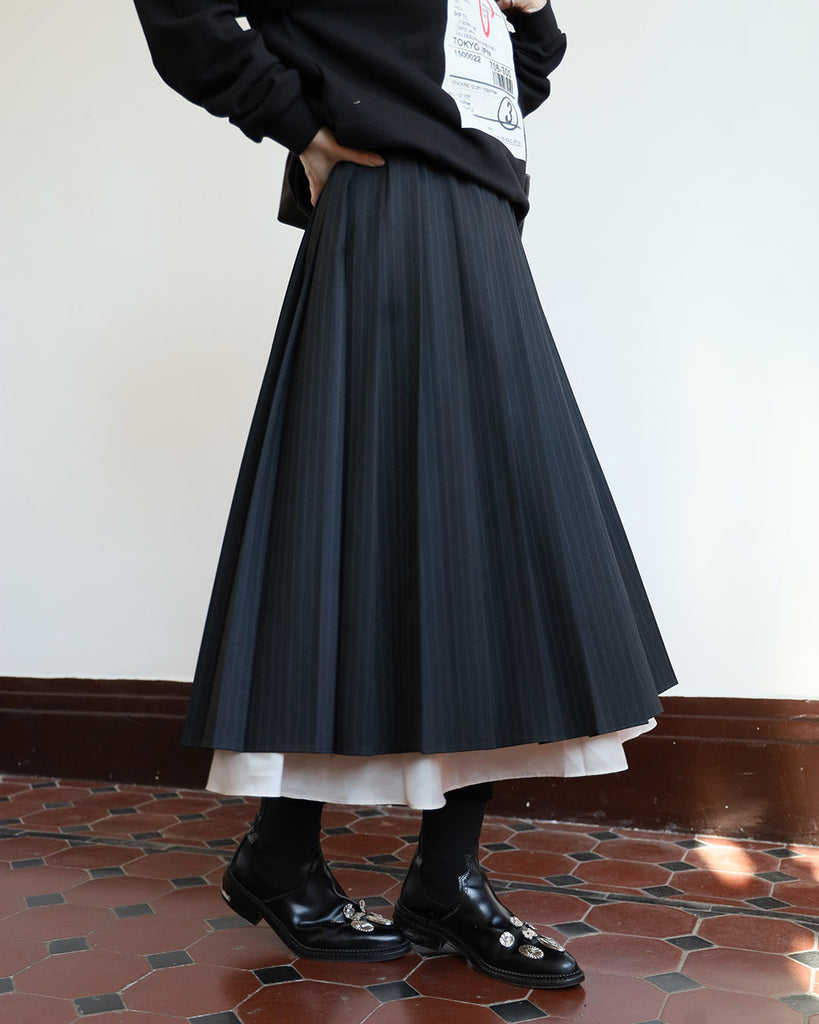 Pinstripe Layer Pleated Skirt