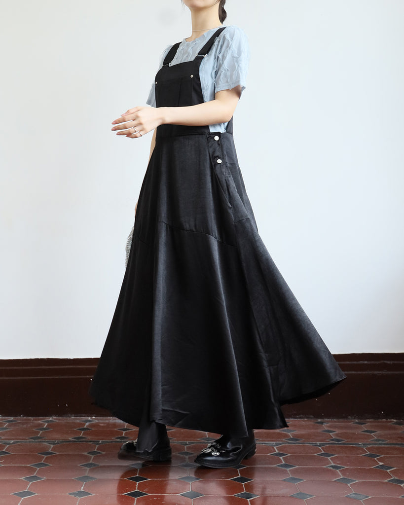 Mix Fabric Pinafore Dress (2 color)