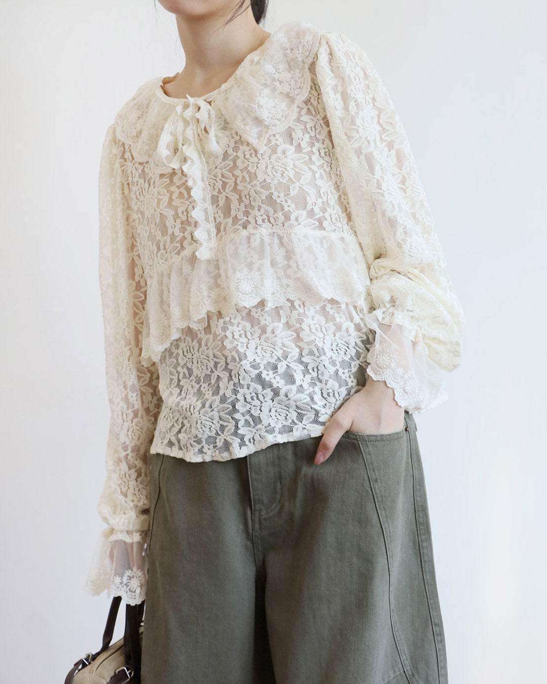 Ruffle Trim Lace Top