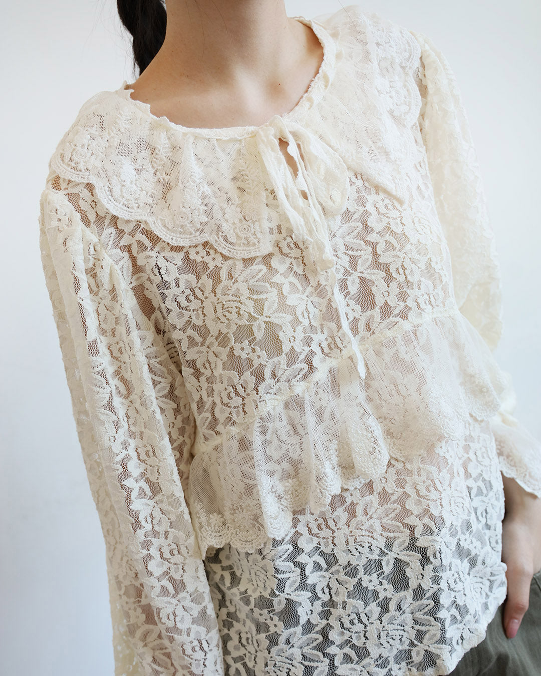 Ruffle Trim Lace Top