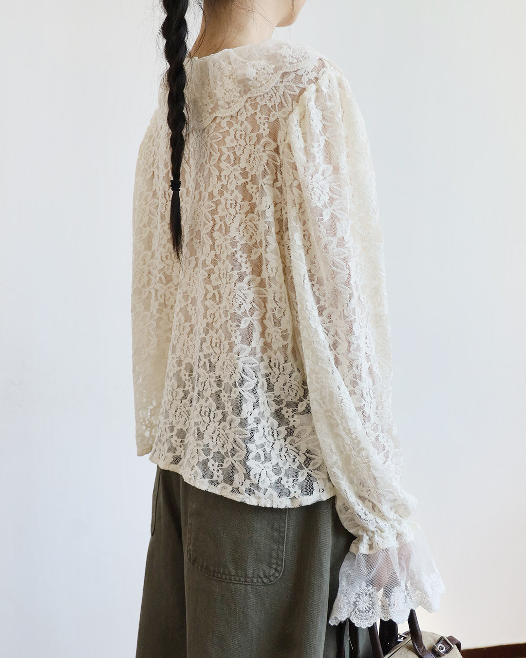 Ruffle Trim Lace Top