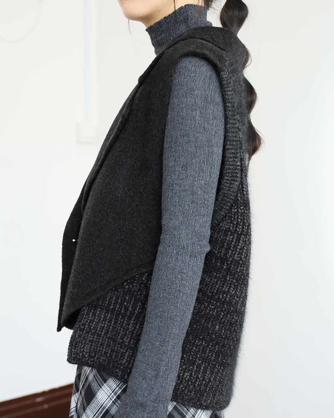 Mix Fabric Cashmere Vest (3 color)