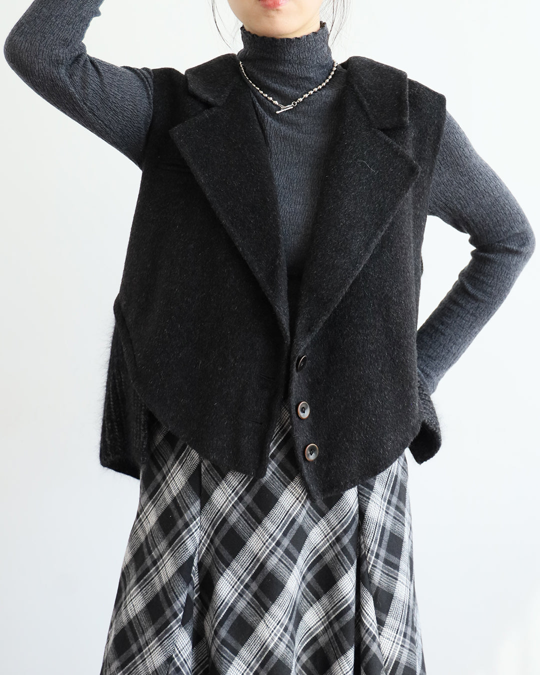 Mix Fabric Cashmere Vest (3 color)