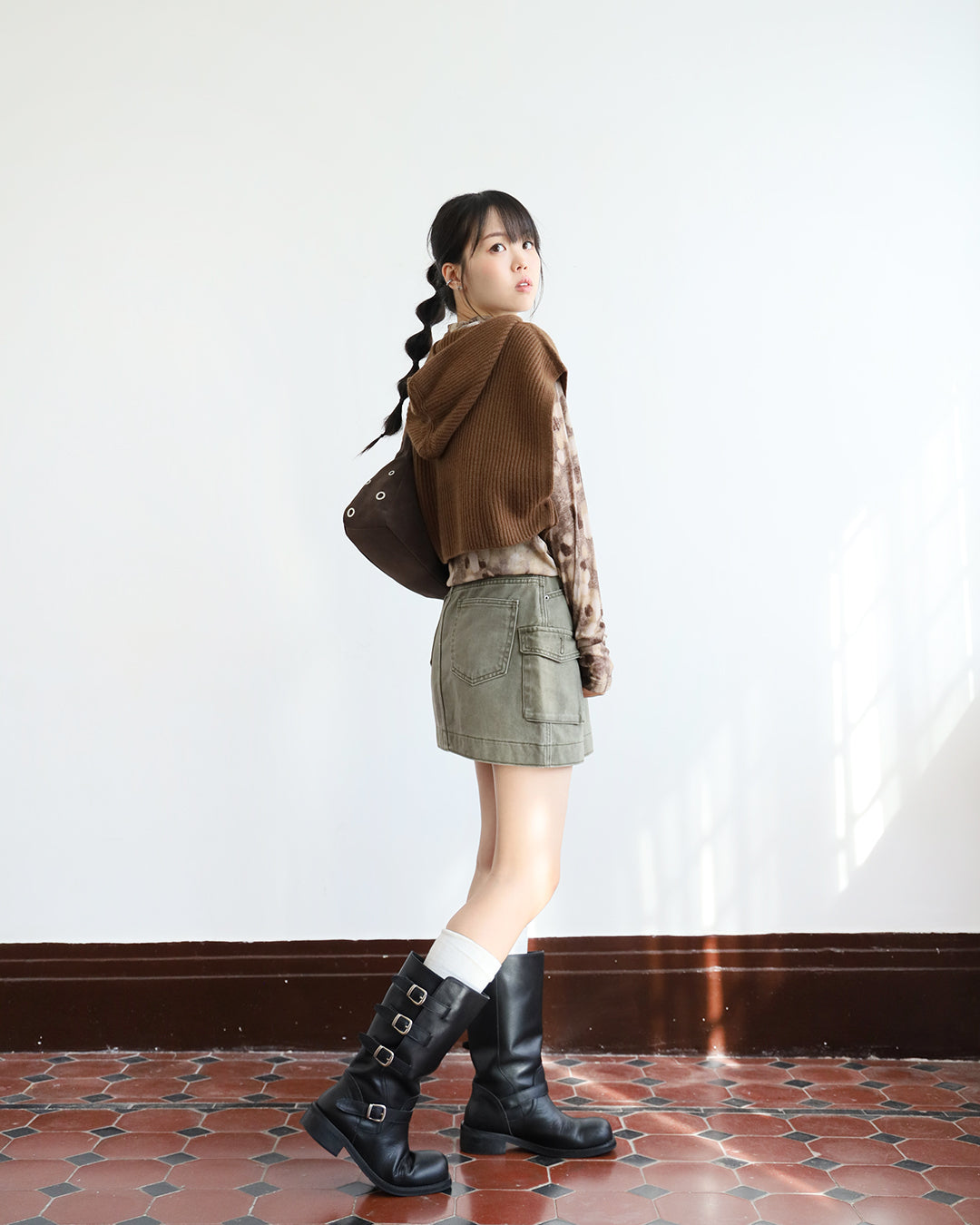 Washed Denim Cargo Skirt (Size S)