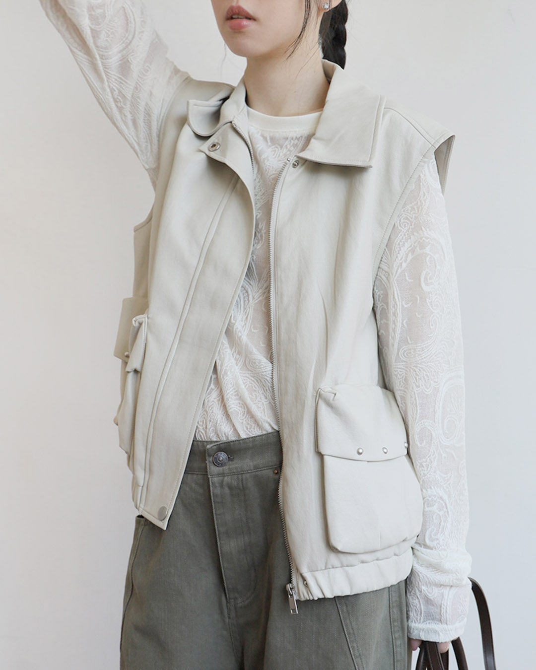 Front Pocket Faux Leather Vest (3 Colors)