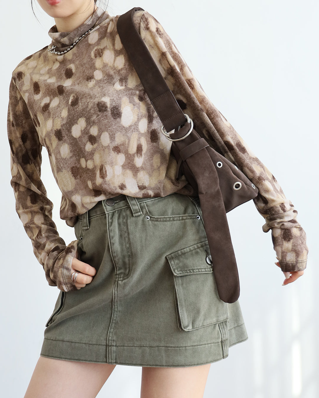 Washed Denim Cargo Skirt (Size S)