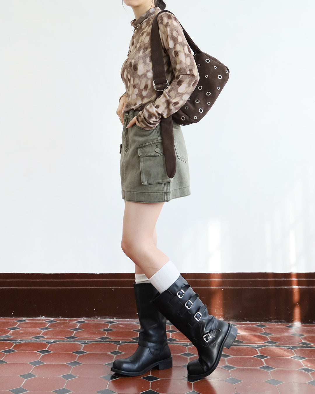 Washed Denim Cargo Skirt (Size S)