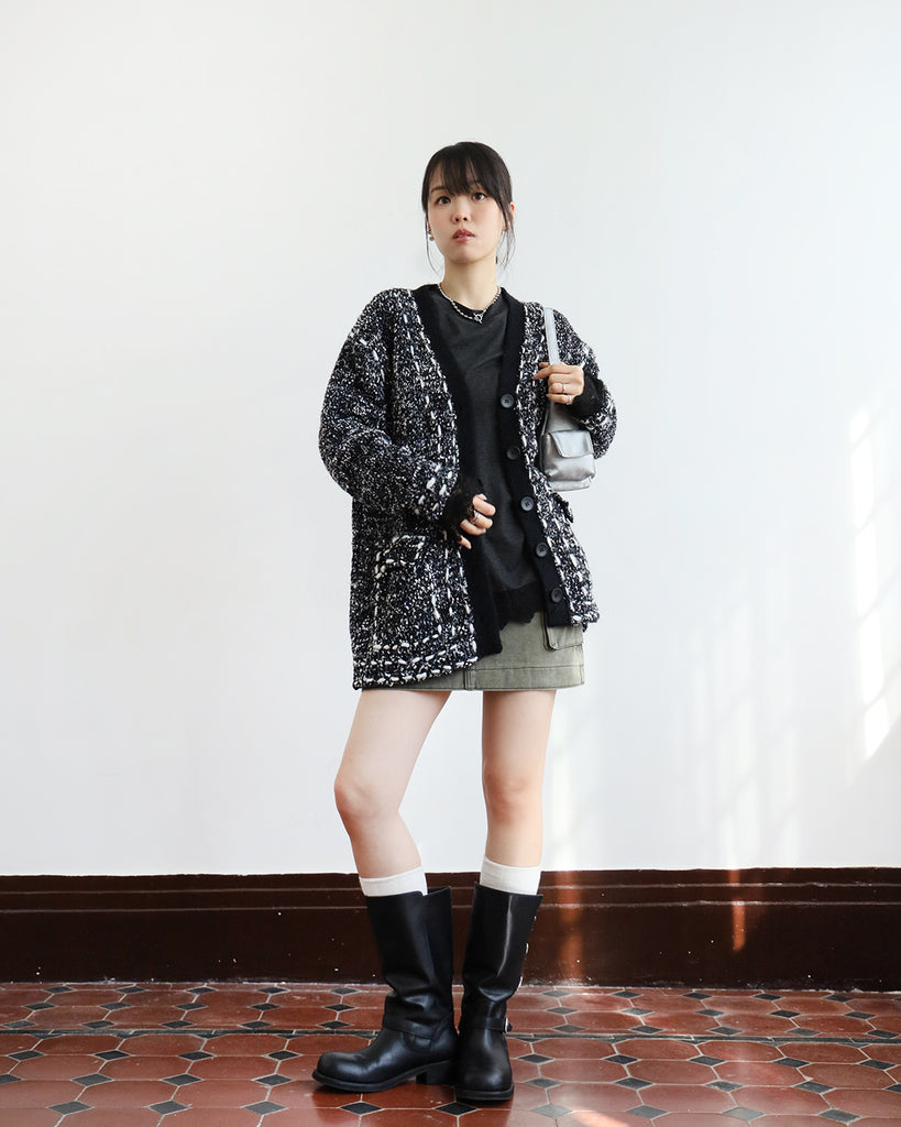 Contrast Stitch Pockets Cardigan (2 Colors)