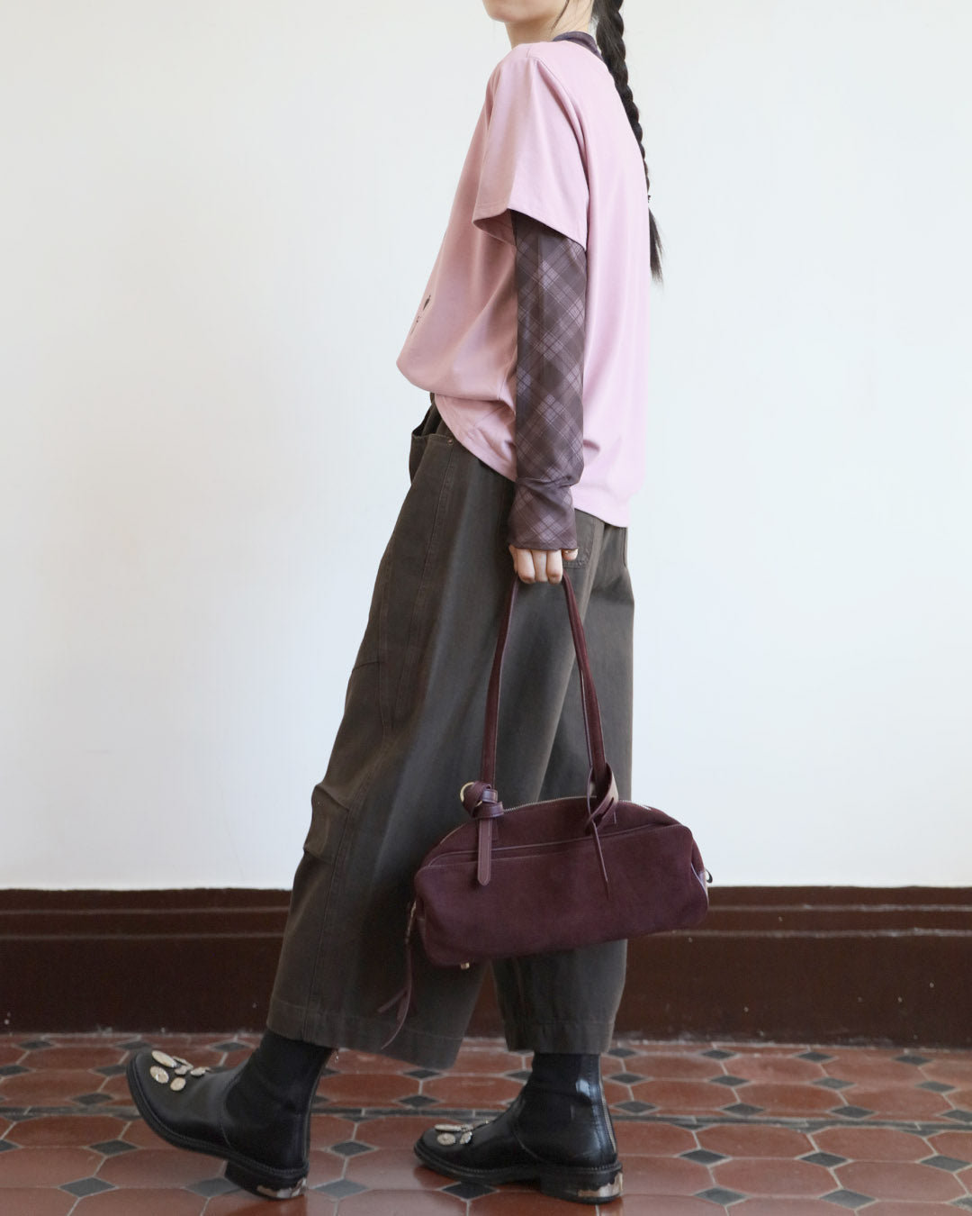 Suede Baguette Bag