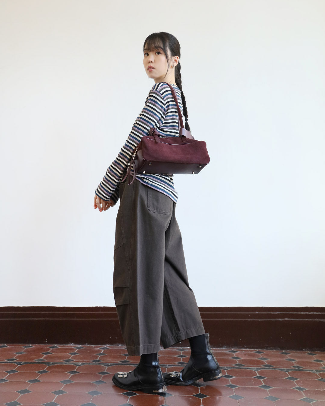 Suede Baguette Bag