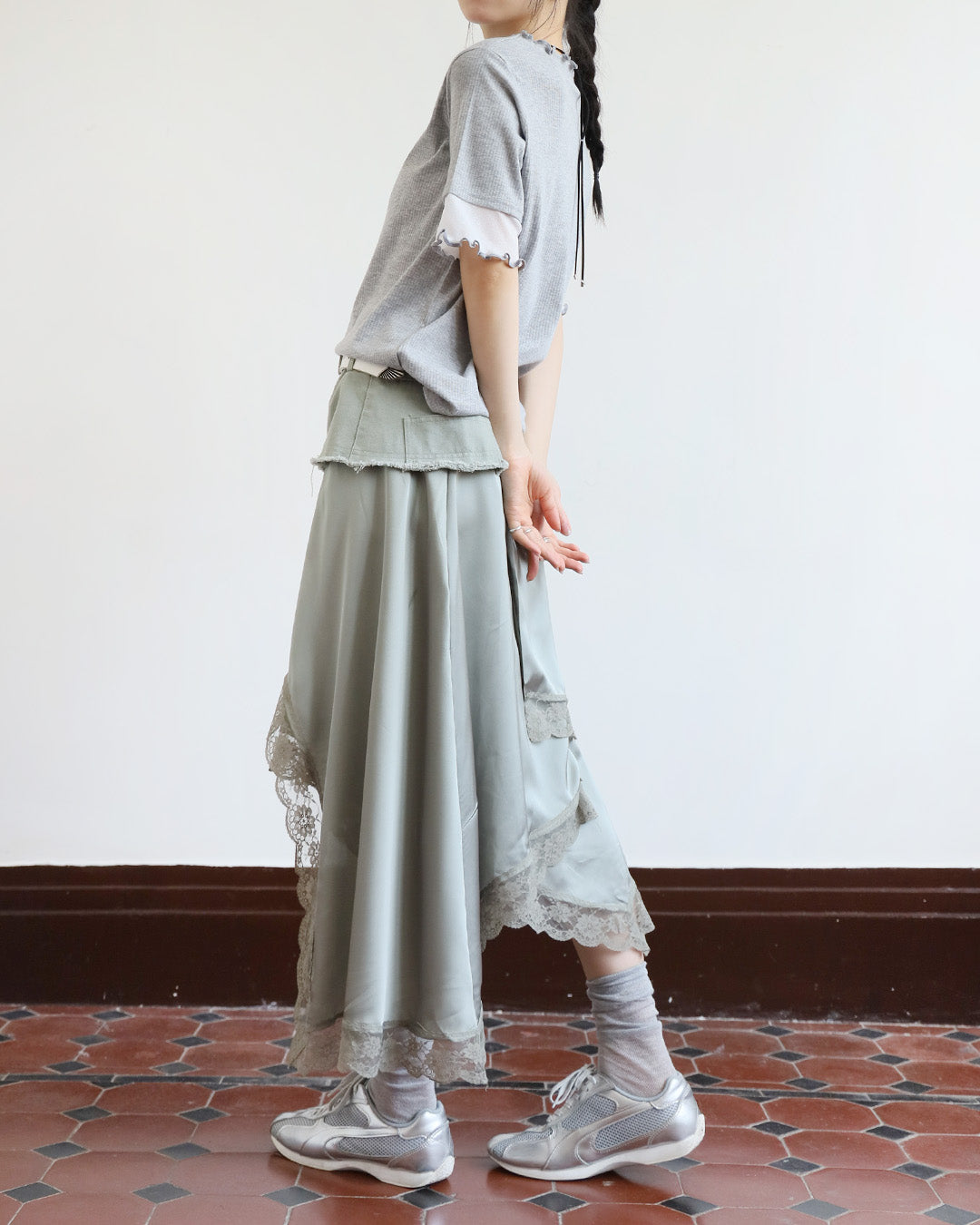 Japan Brand - Mix Fabric Ribbed Top (4 Colors)