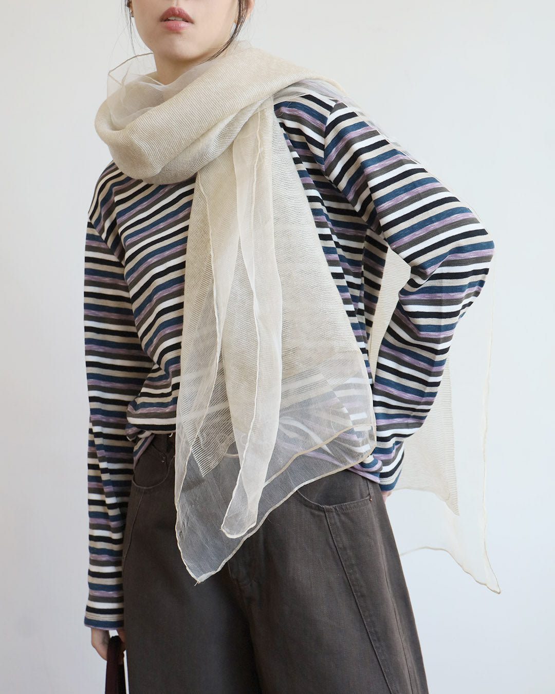 Mesh Trim Scarf (4 Colors)