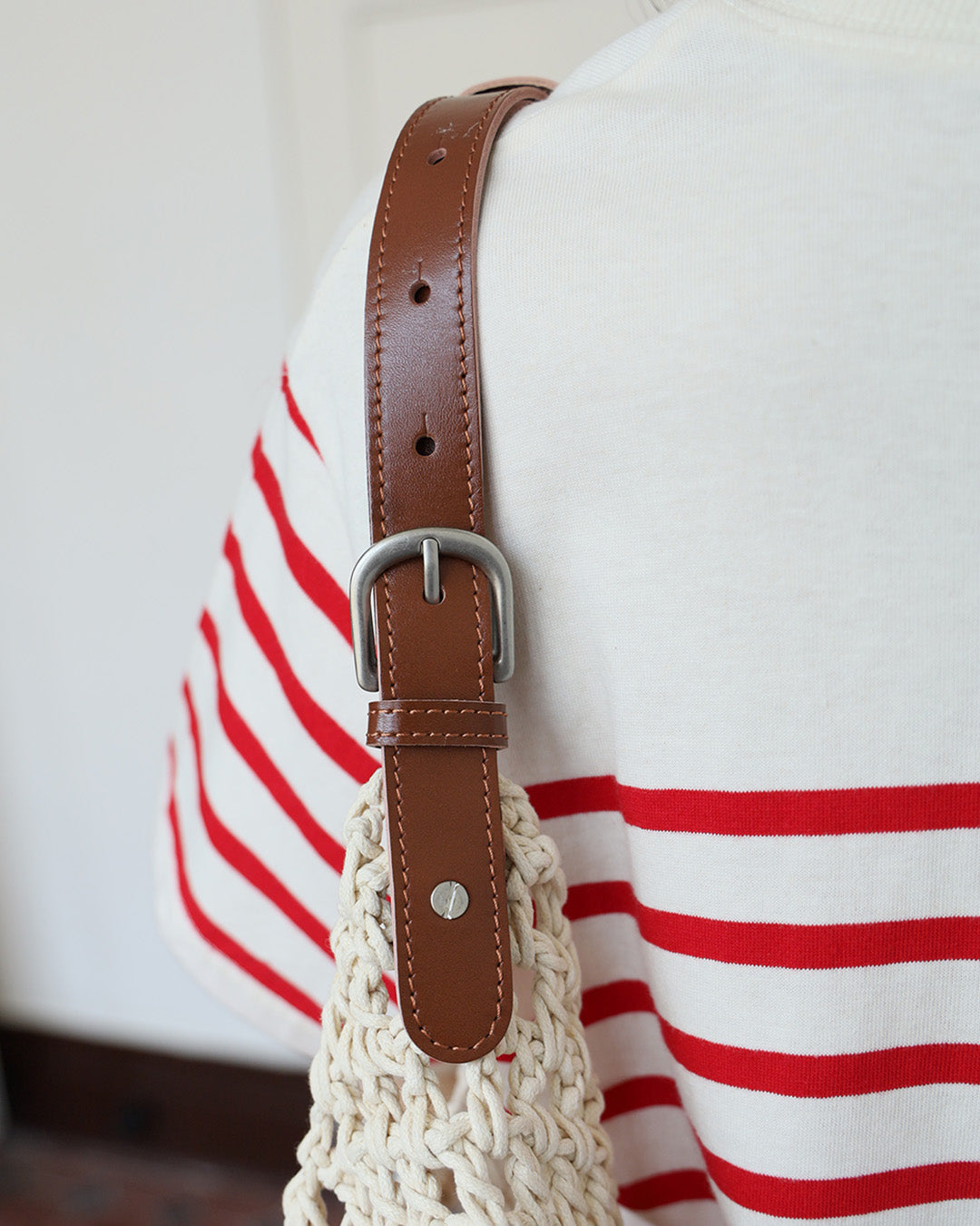 Leather Handle Raffia Tote Bag