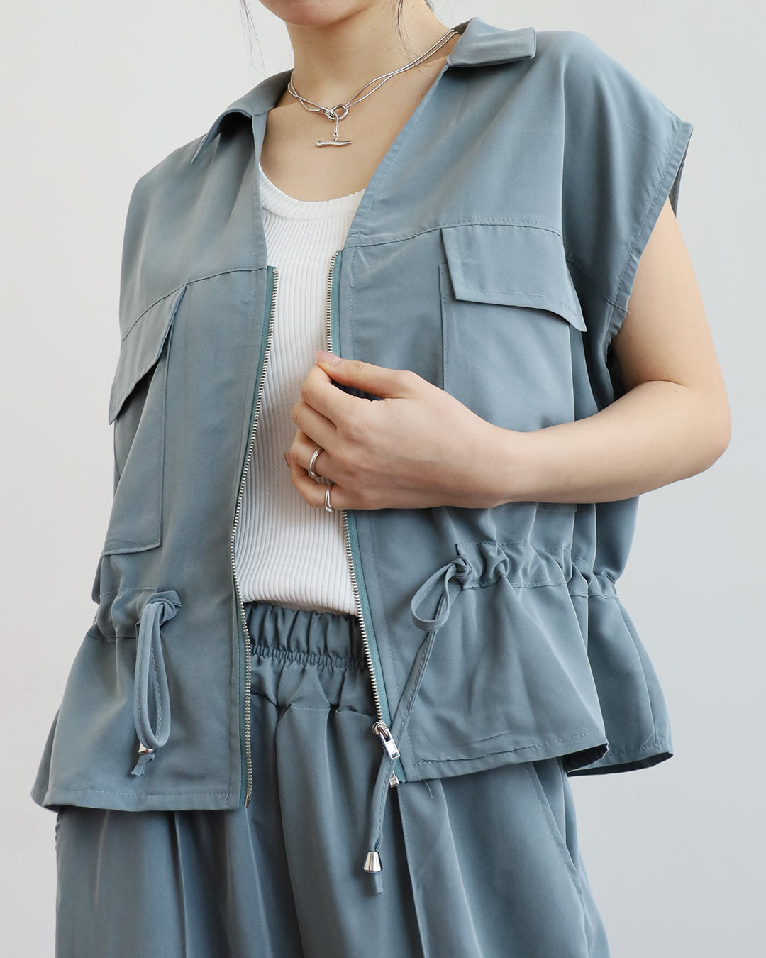 Front Pocket Drawstring Vest