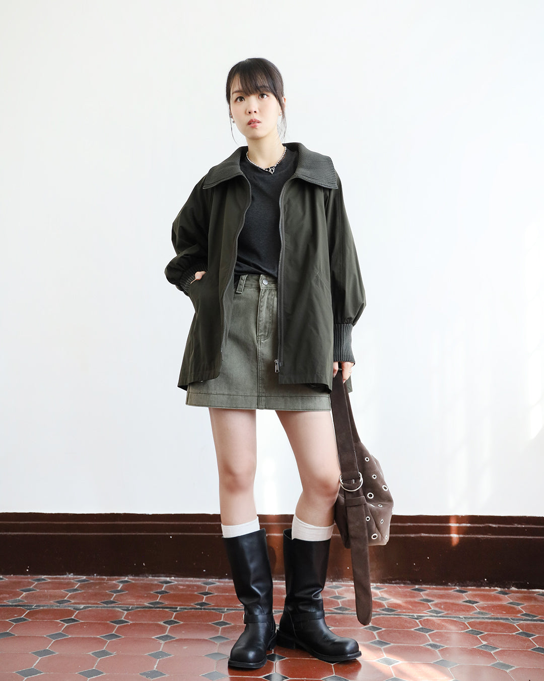 Washed Denim Cargo Skirt (Size S)
