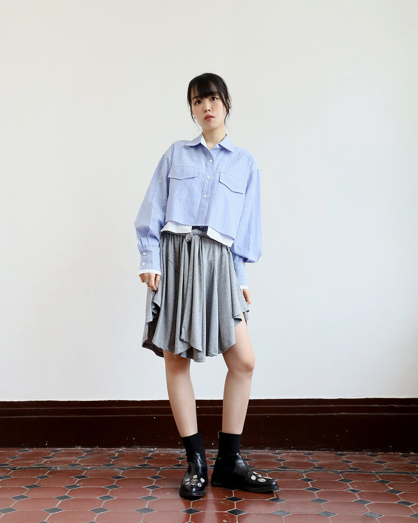 Asymmetric Tie Waist Skirt