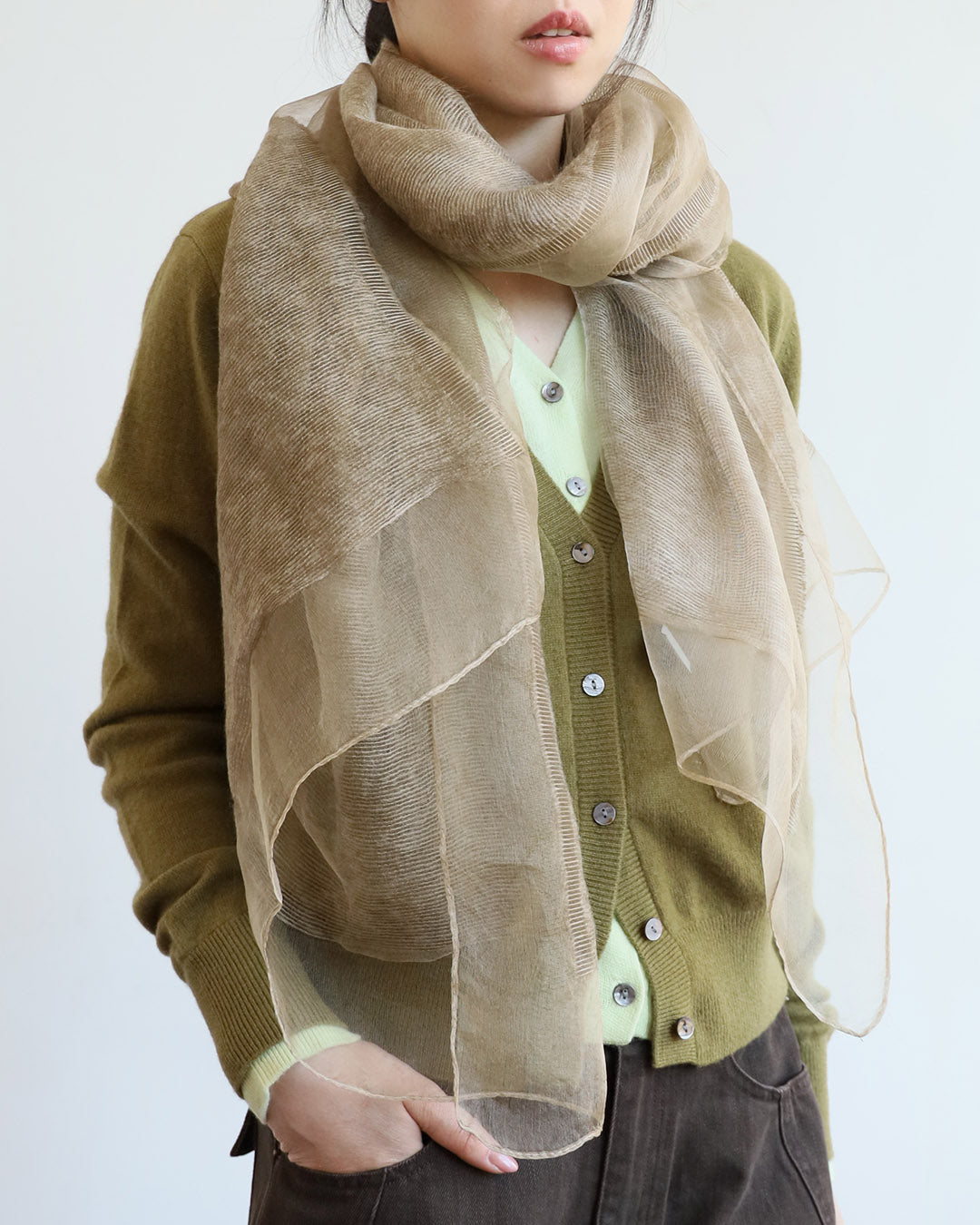 Mesh Trim Scarf (4 Colors)