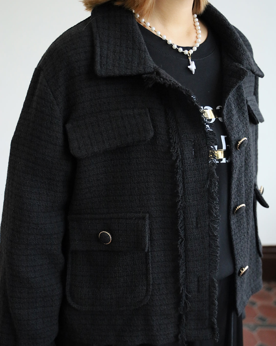 Tassel Trim Tweed Jacket (2 color)