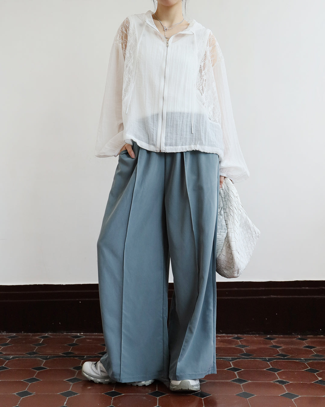 Lace Inserted Hooded Outer
