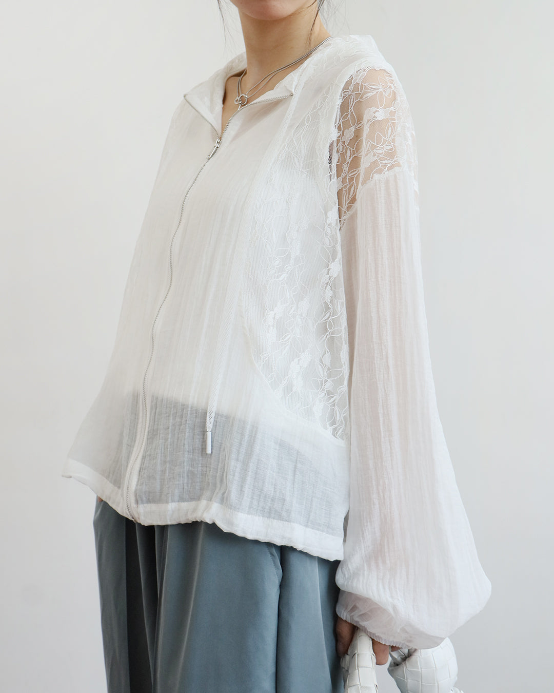 Lace Inserted Hooded Outer