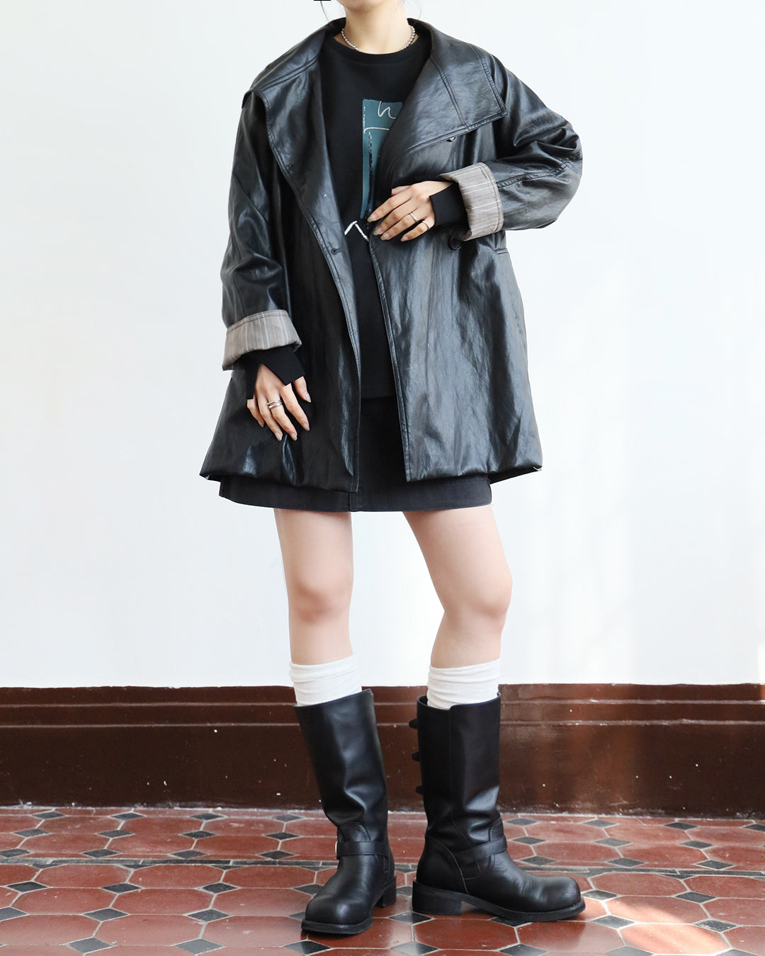 Faux Leather Trench Coat (3 color)