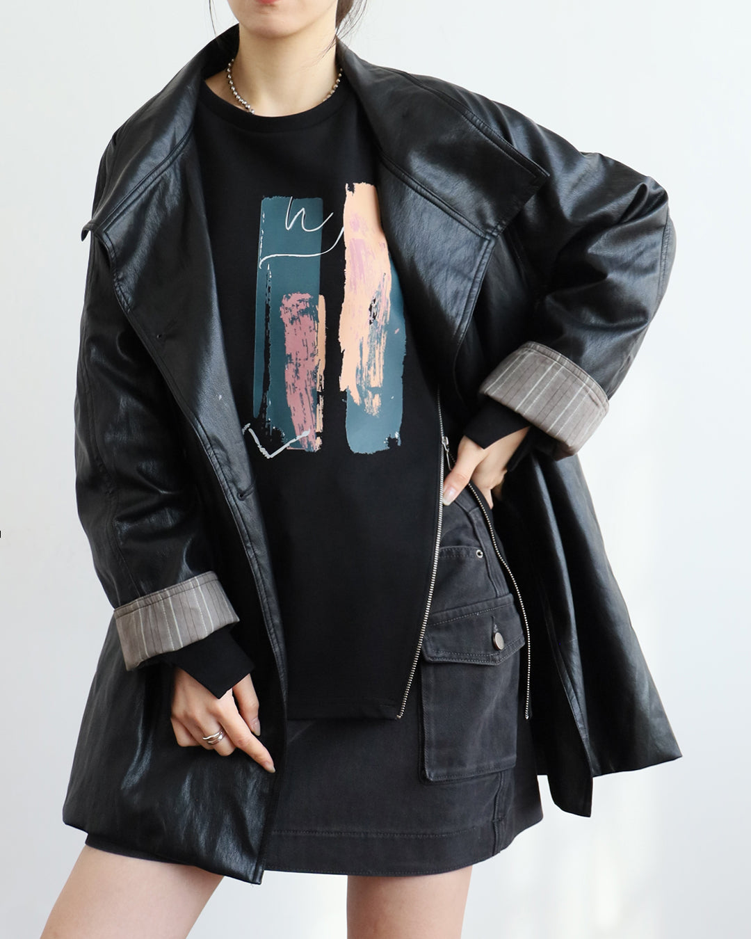 Faux Leather Trench Coat (3 color)