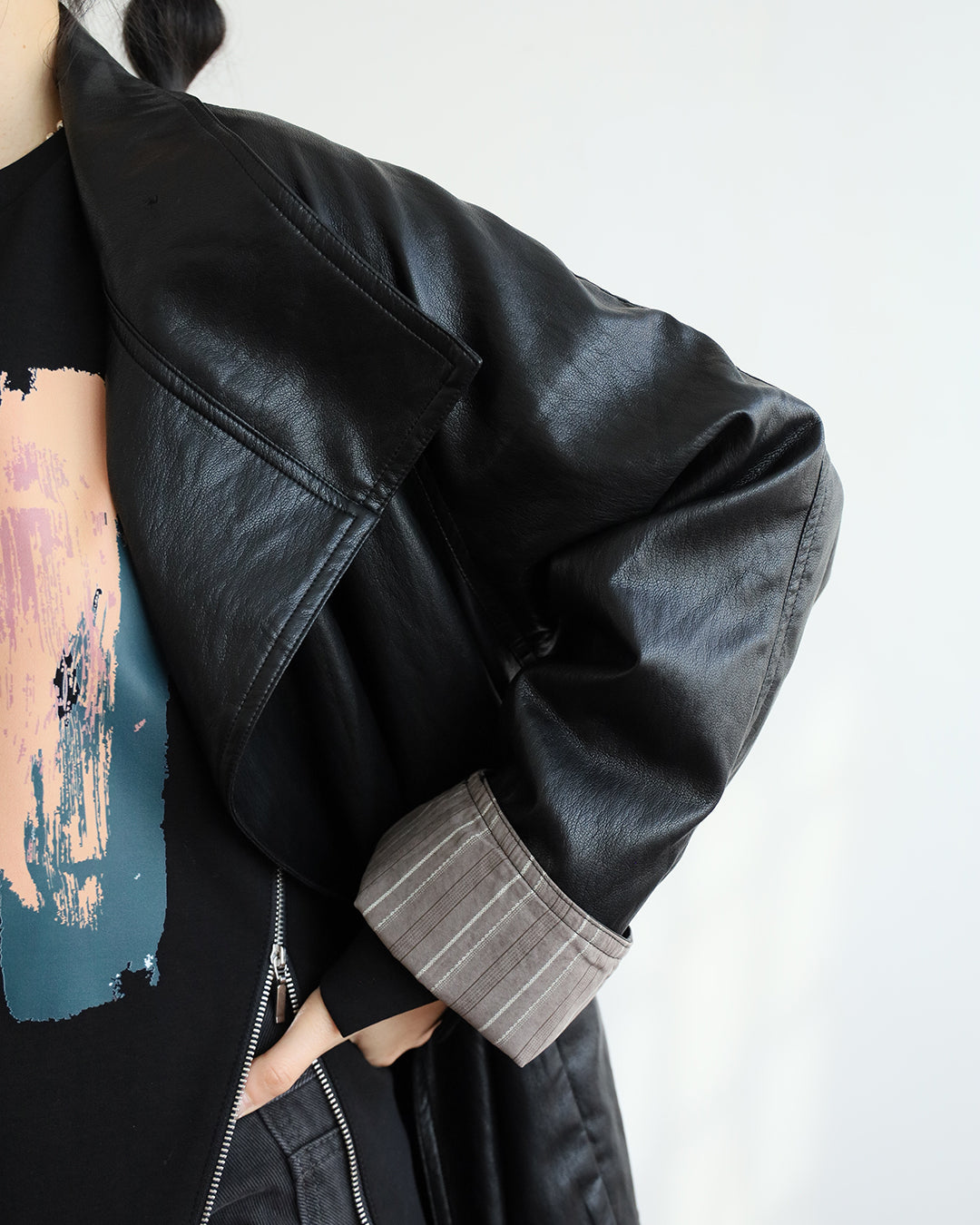 Faux Leather Trench Coat (3 color)