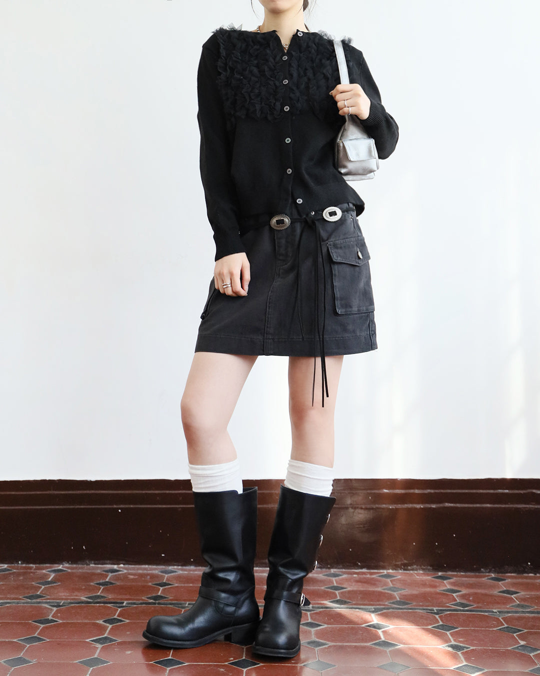 Washed Denim Cargo Skirt (Size S)