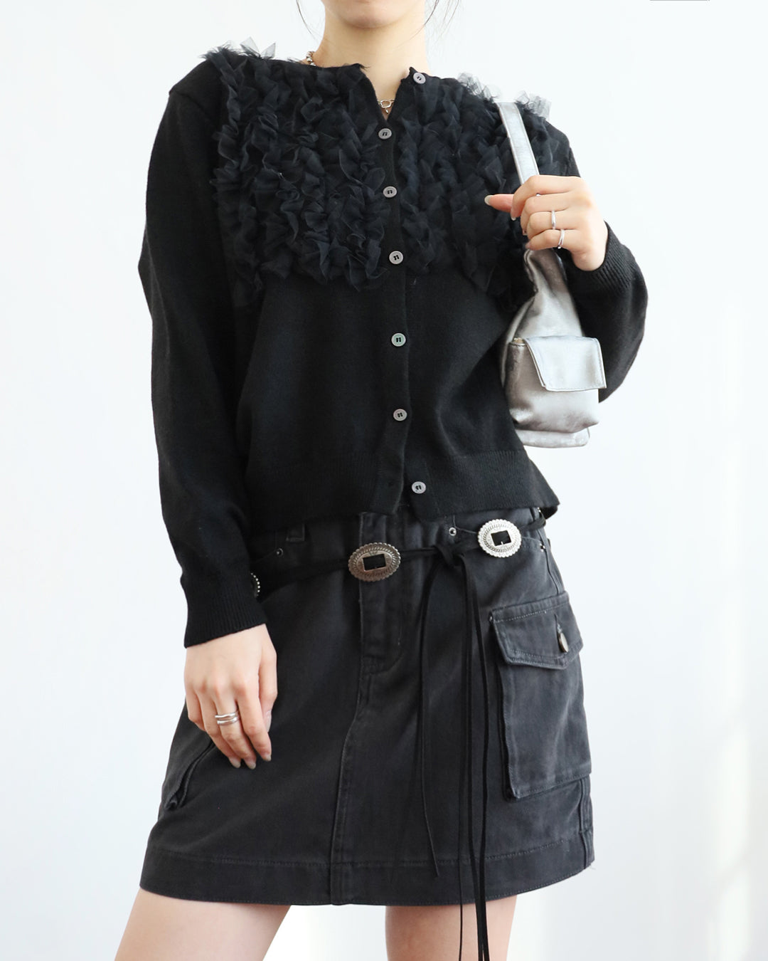 Washed Denim Cargo Skirt (Size S)