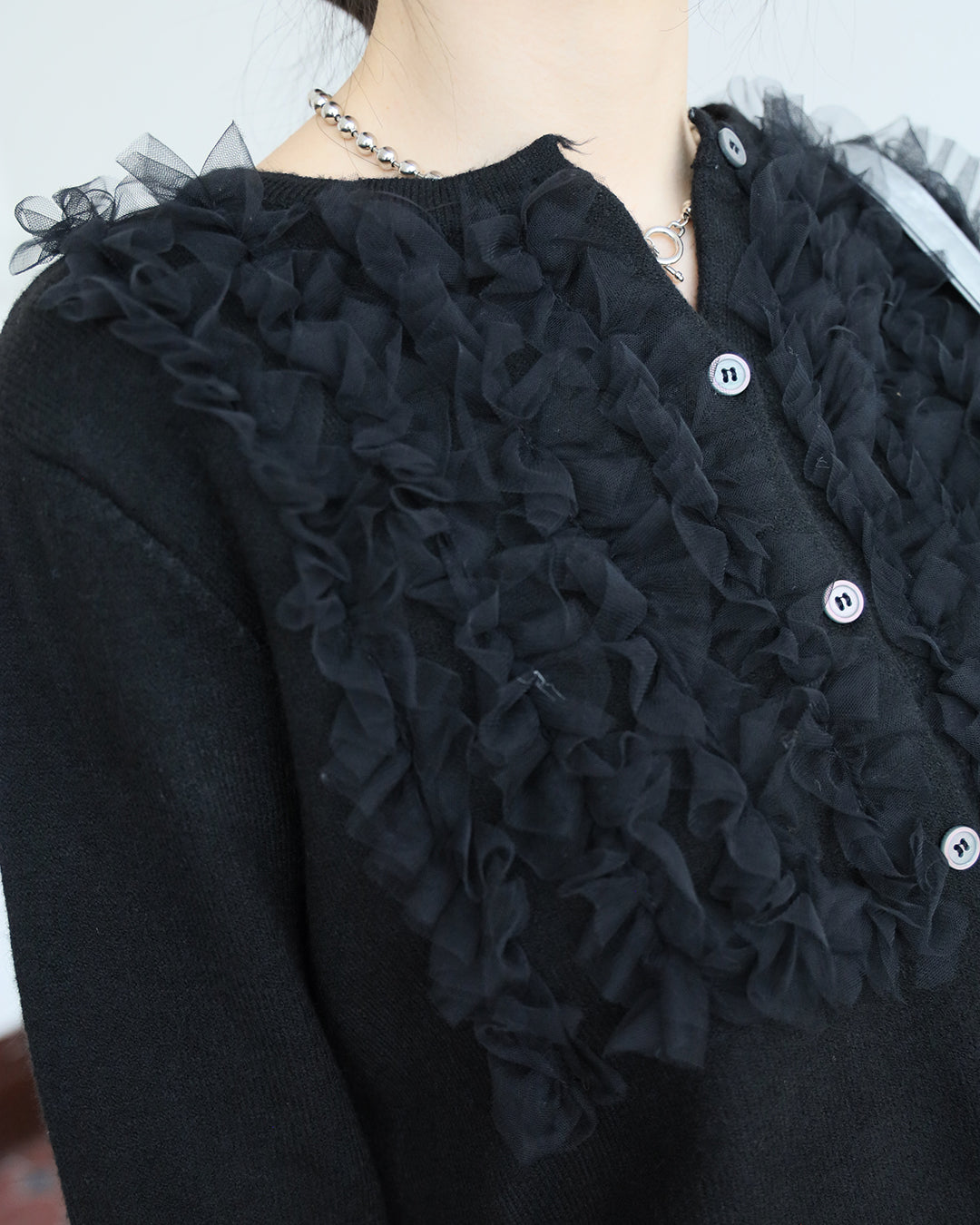 Mesh Trimmed Cardigan (2 color)