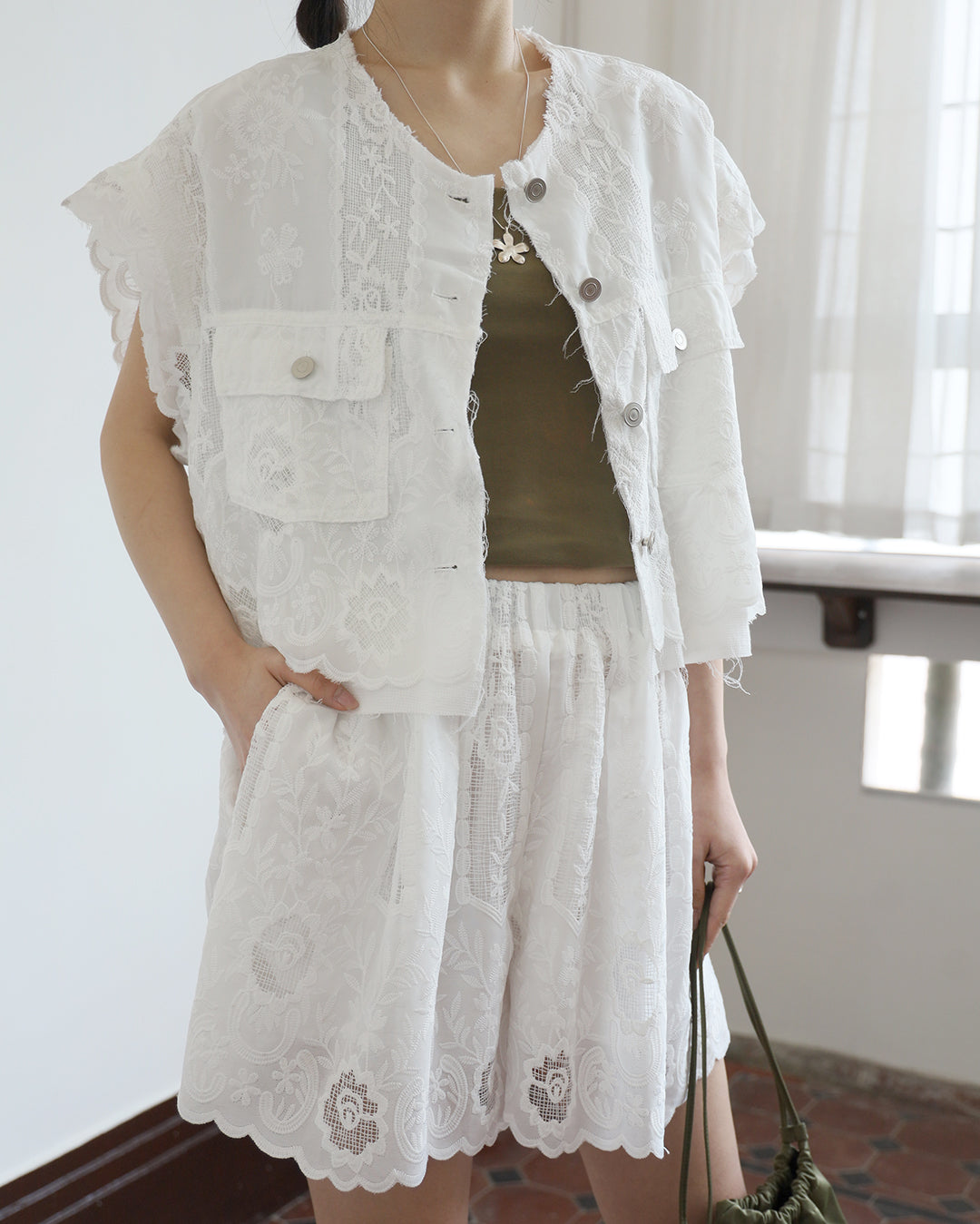 Mix Fabric Embroidery Outer