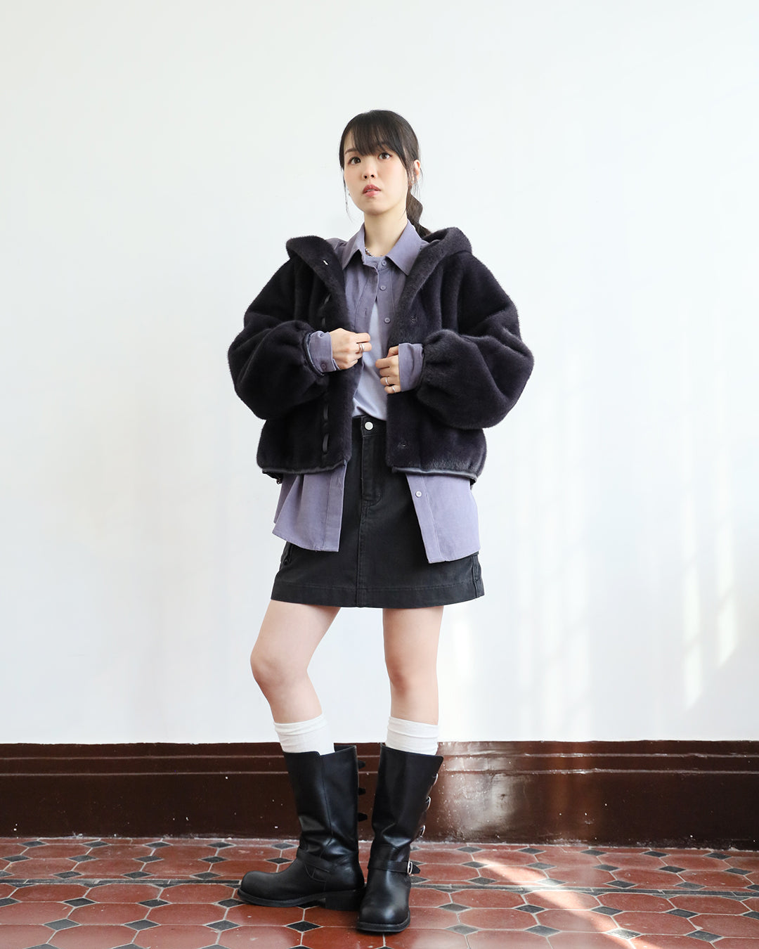 Hooded Faux Fur Jacket (2 Colors)