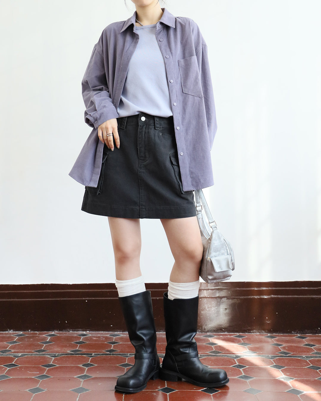 Washed Denim Cargo Skirt (Size S)