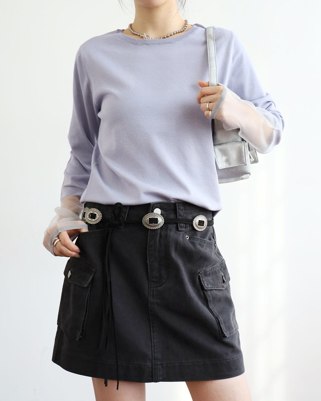 Washed Denim Cargo Skirt (Size S)
