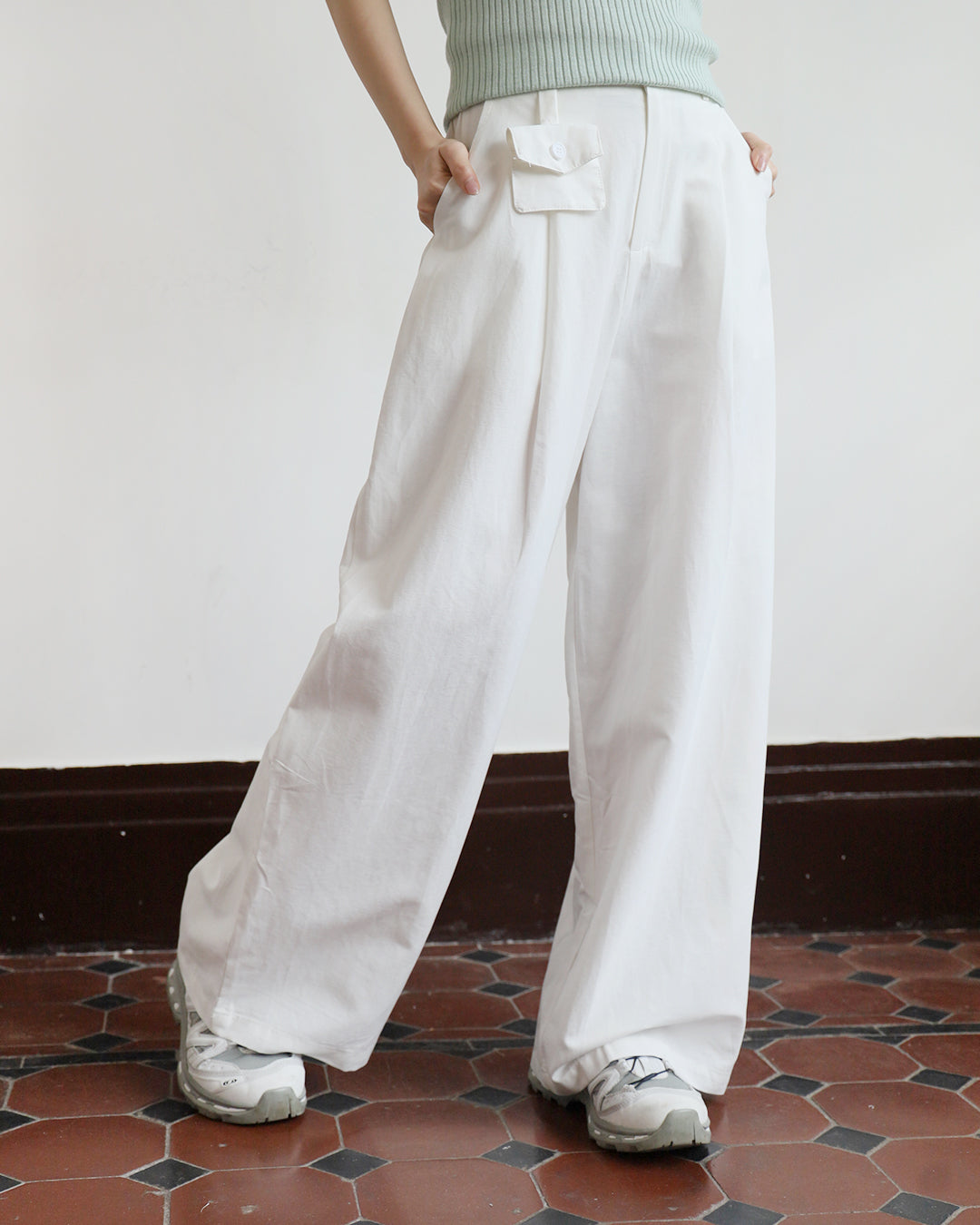 Wide Leg Pants w/ Micro Waist Bag (2 colors)