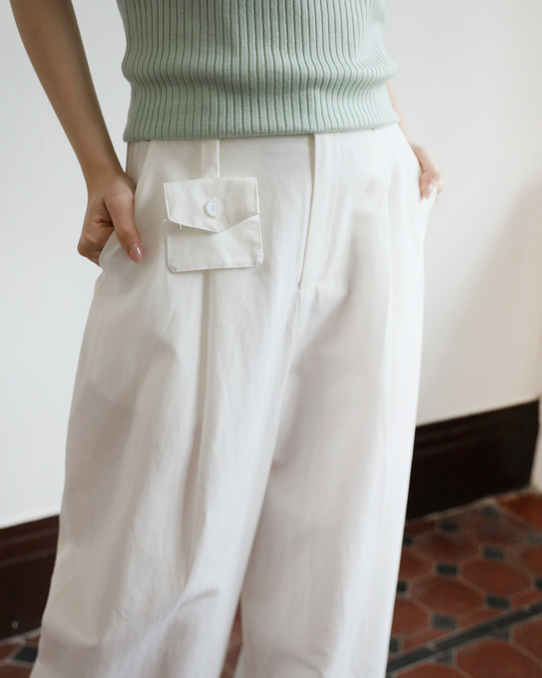 Wide Leg Pants w/ Micro Waist Bag (2 colors)