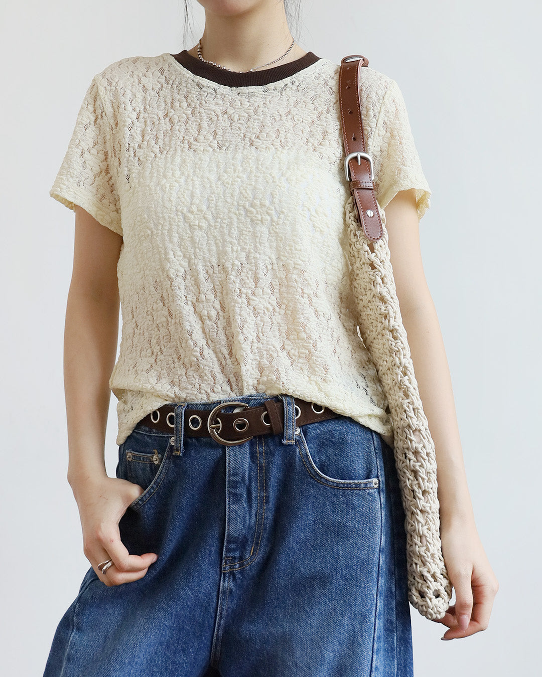 Contrast Trim Lace Top (3 Colors)