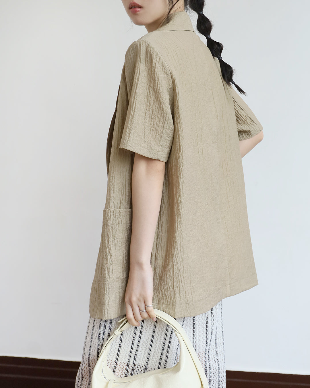 Crinkle Fabric Blazer (3 color)