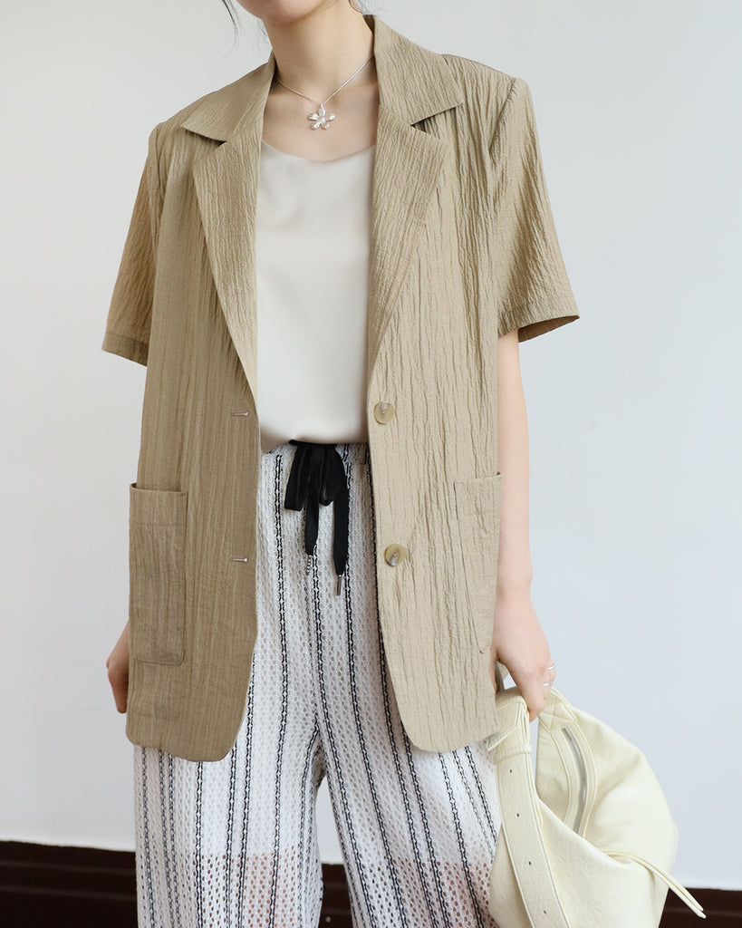 Crinkle Fabric Blazer (3 color)