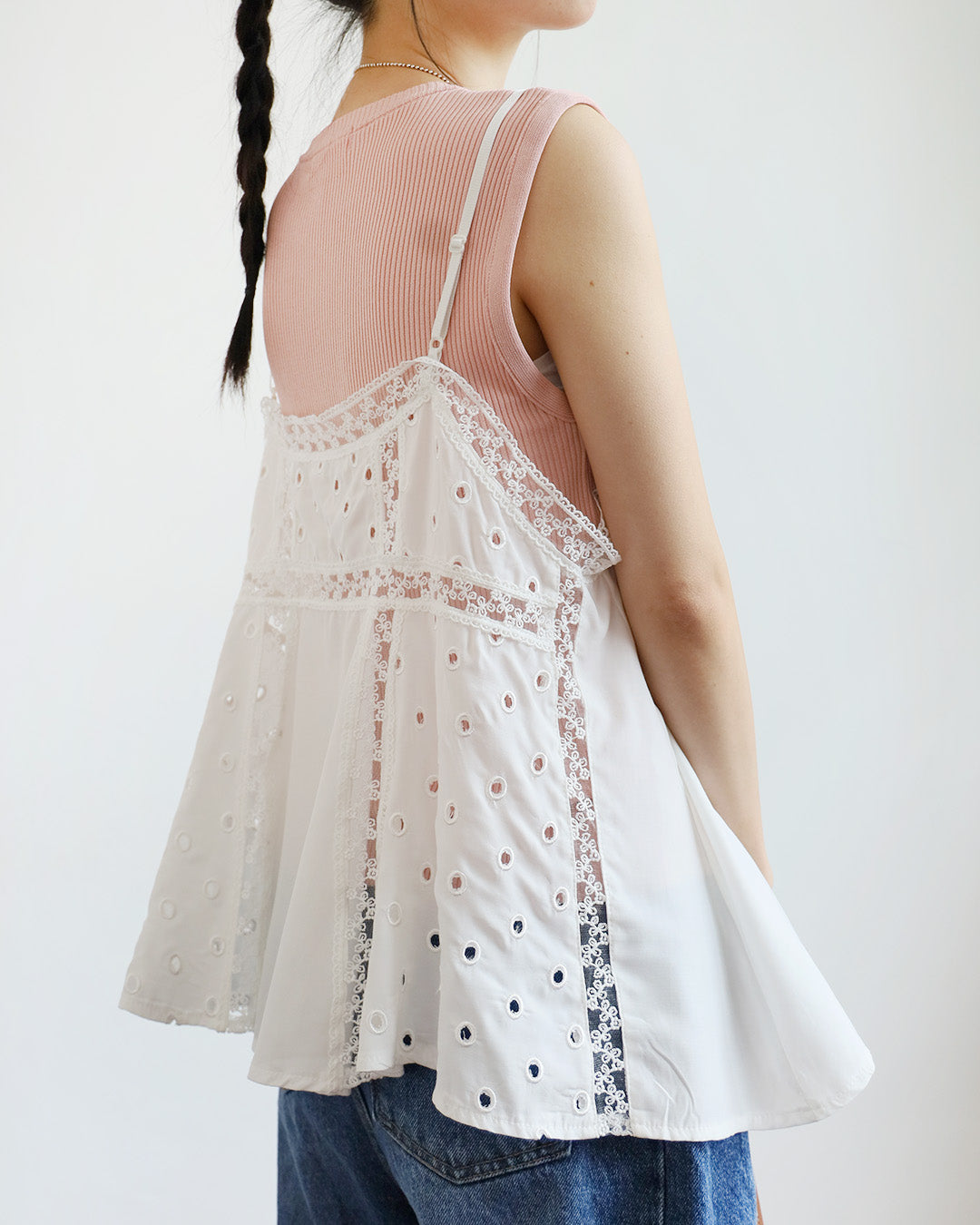 Lace Trim Eyelet Cami Top (2 Colors)