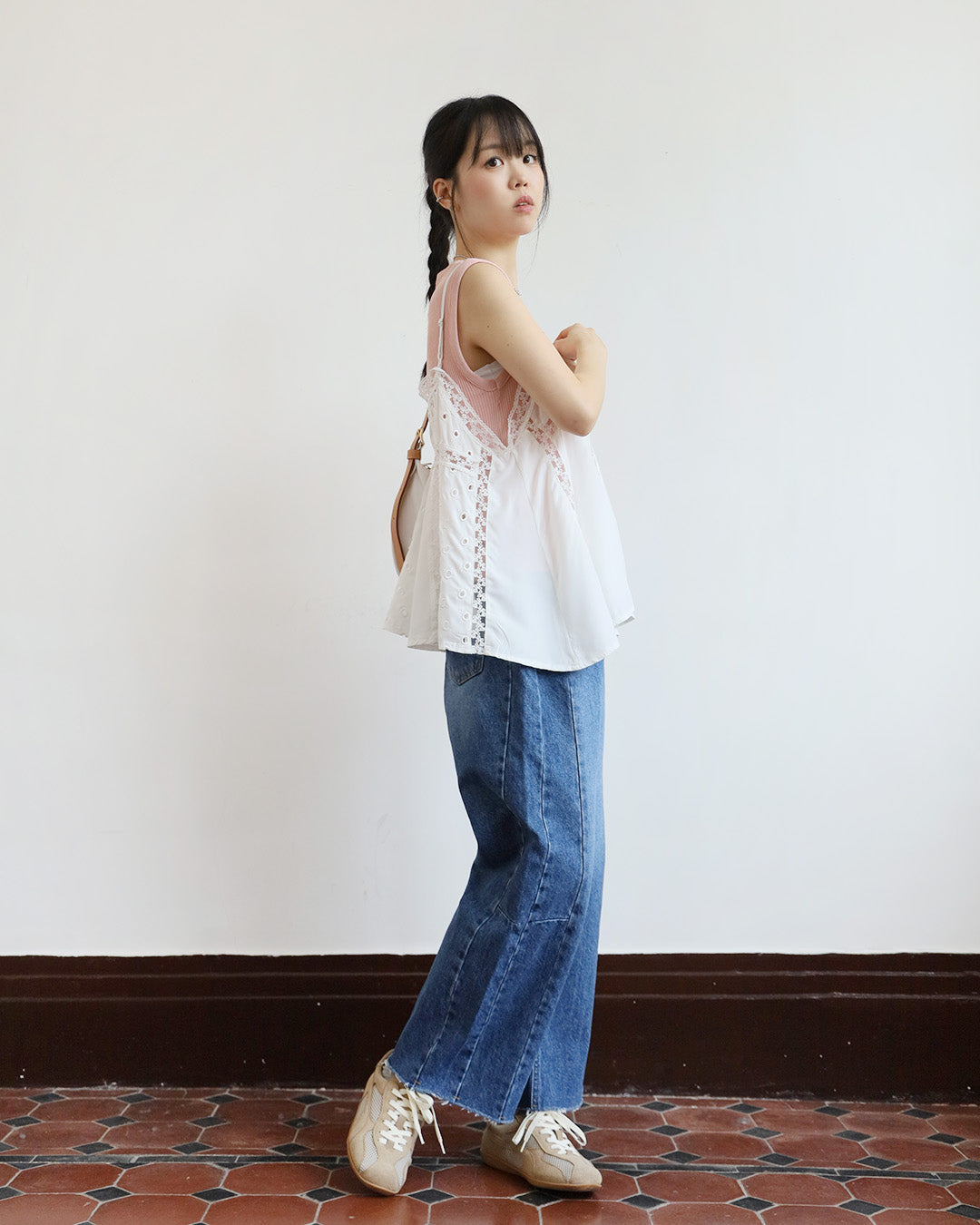 Lace Trim Eyelet Cami Top (2 Colors)