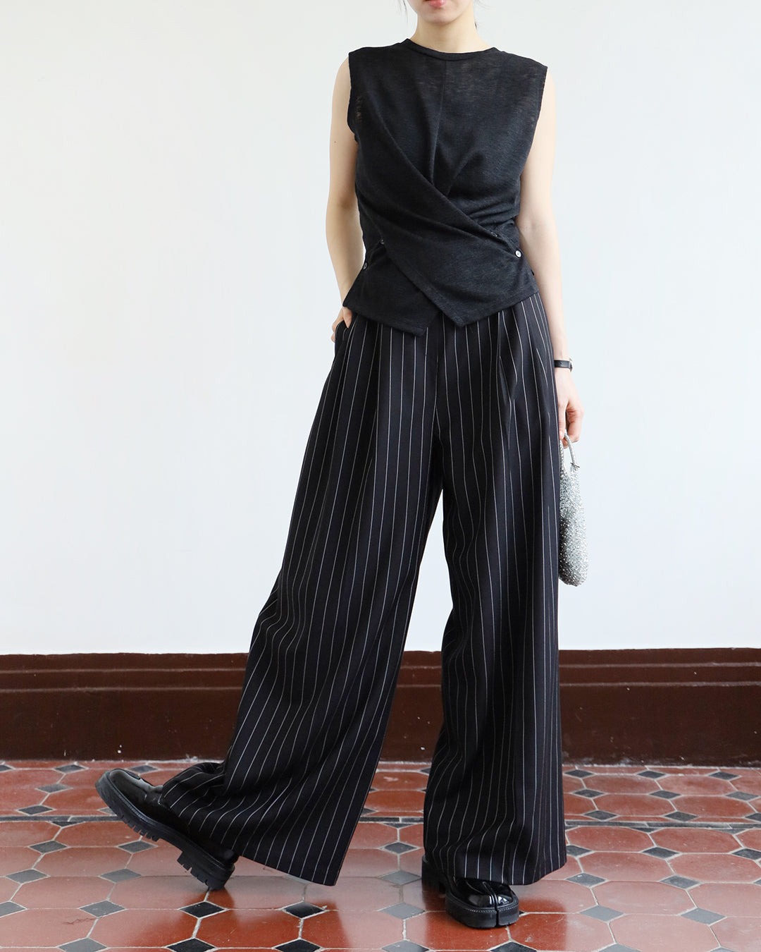 Pinstriped Wide Leg Pants (Size S)