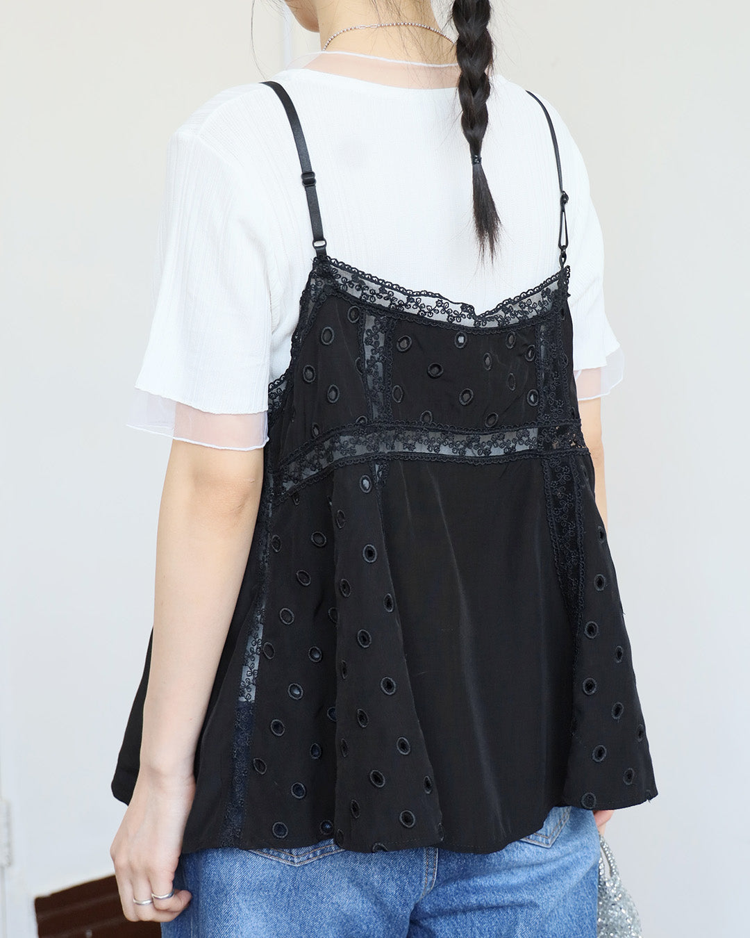 Lace Trim Eyelet Cami Top (2 Colors)