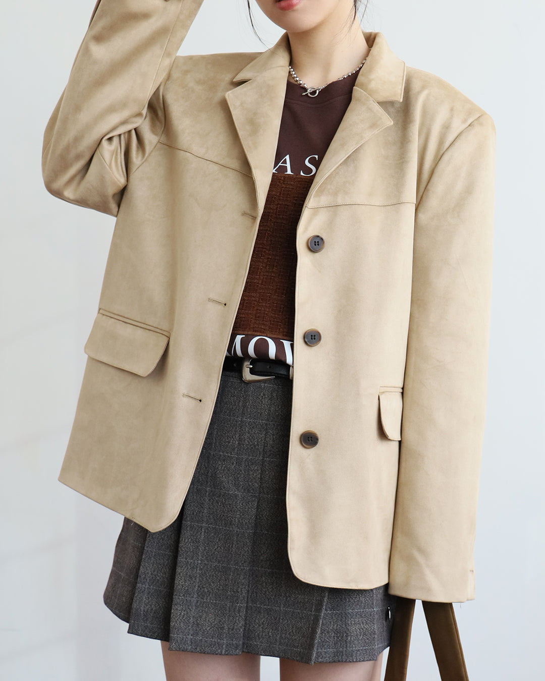 Faux Suede Blazer (2 color)