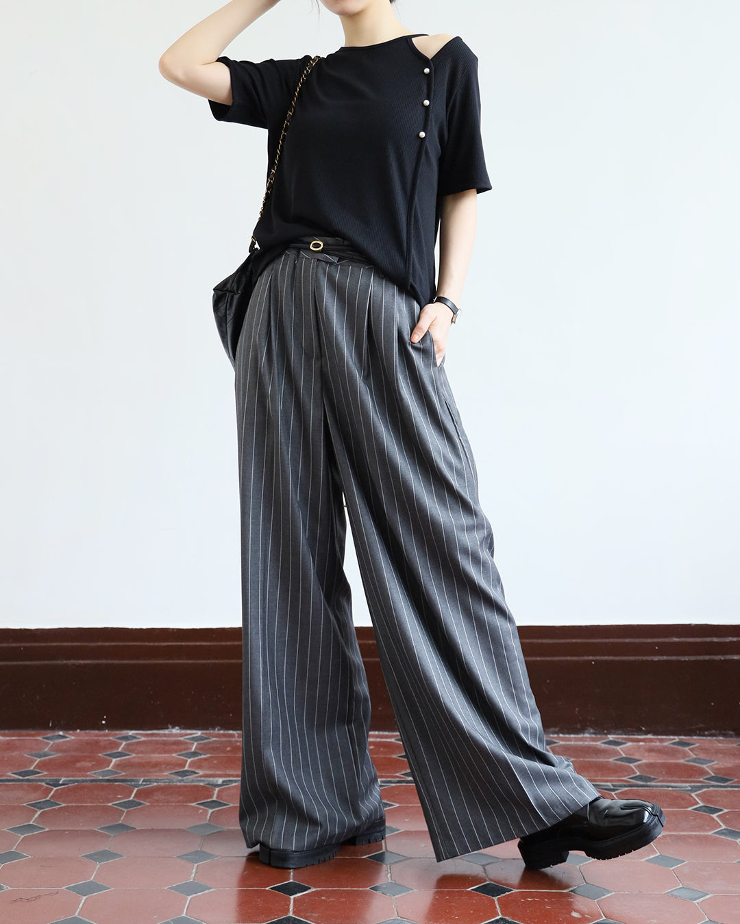 Pinstriped Wide Leg Pants (Size S)