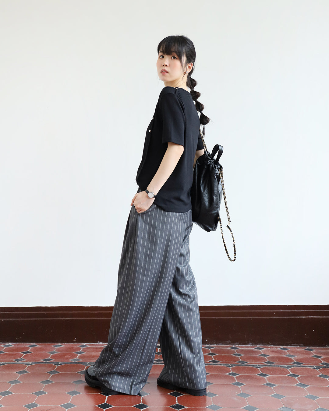 Pinstriped Wide Leg Pants (Size S)