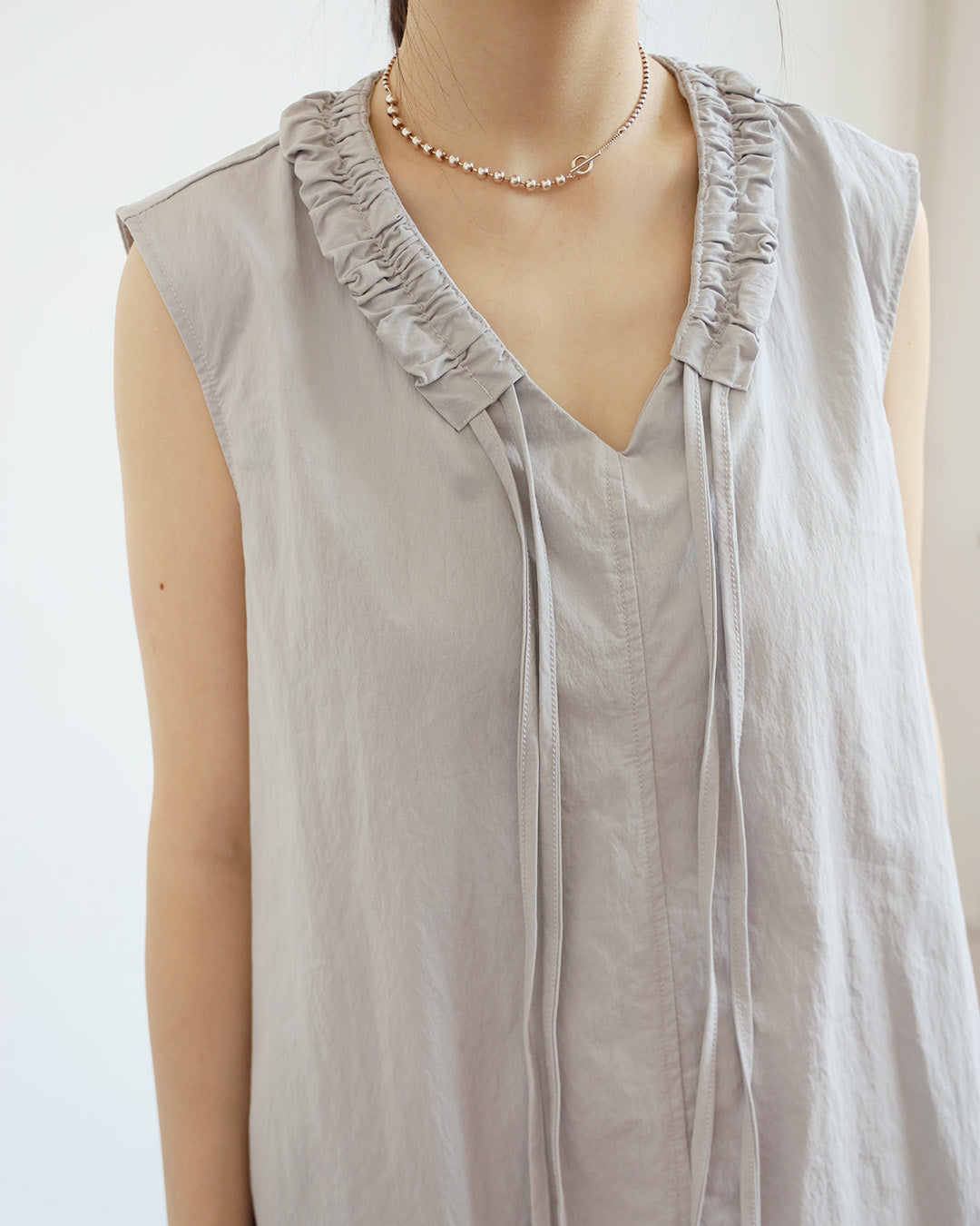 V-Neck Drawstring Layered Dress (2 Colors)