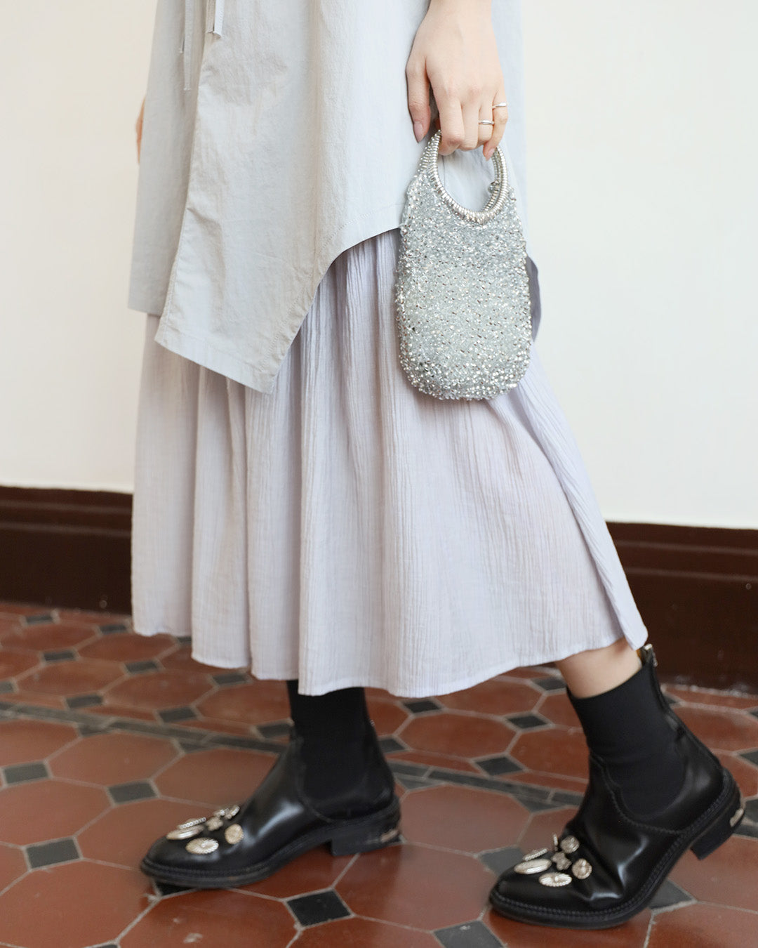 V-Neck Drawstring Layered Dress (2 Colors)